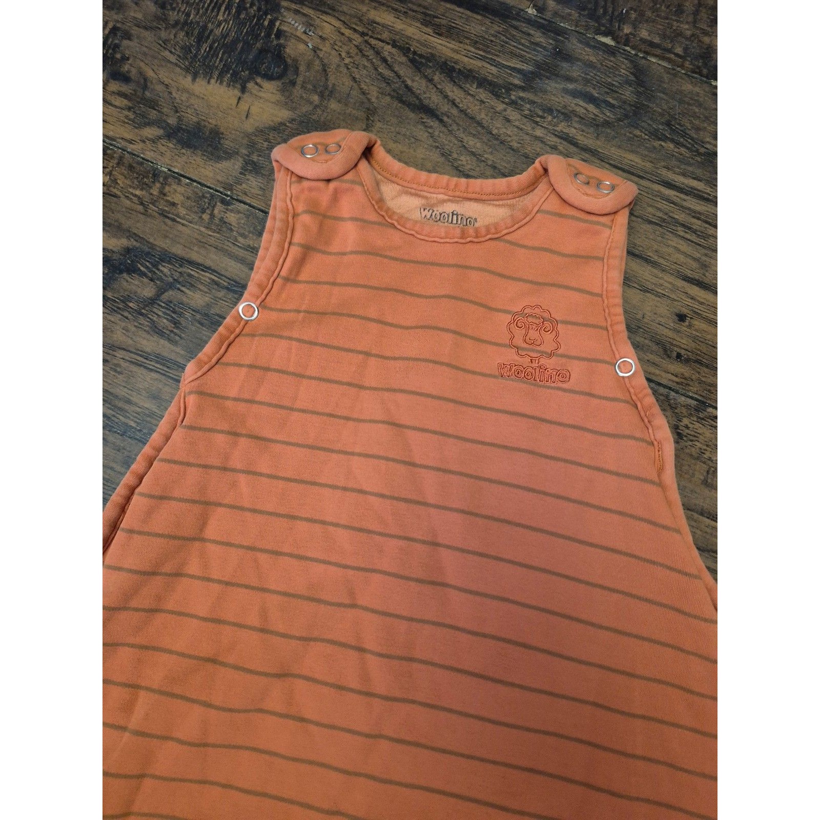 Woolino 4 Season Sleep Sack Swaddle Baby Organic Merino Wool Orange Stripes — image 3 of 5